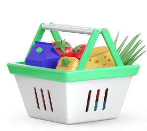 vegetable basket indicating groceries